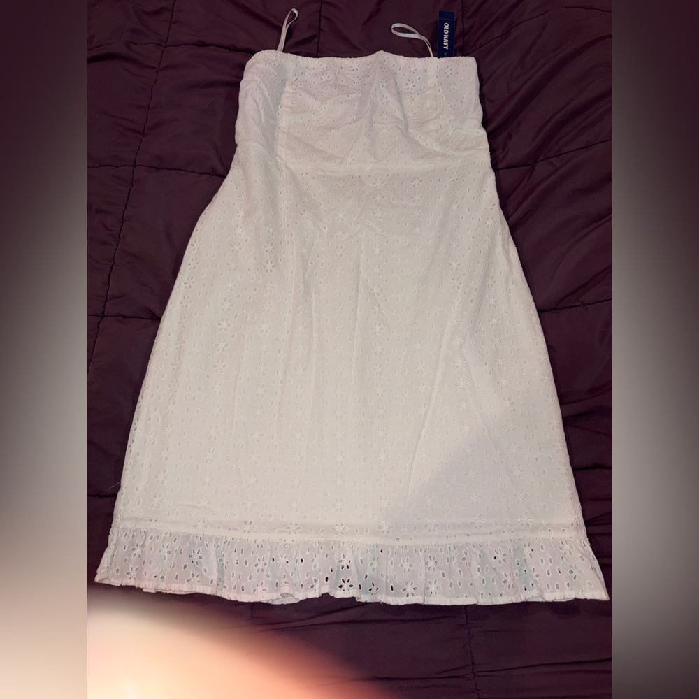 Old Navy White Eyelet Strapless Sundress Size 10 NWT
